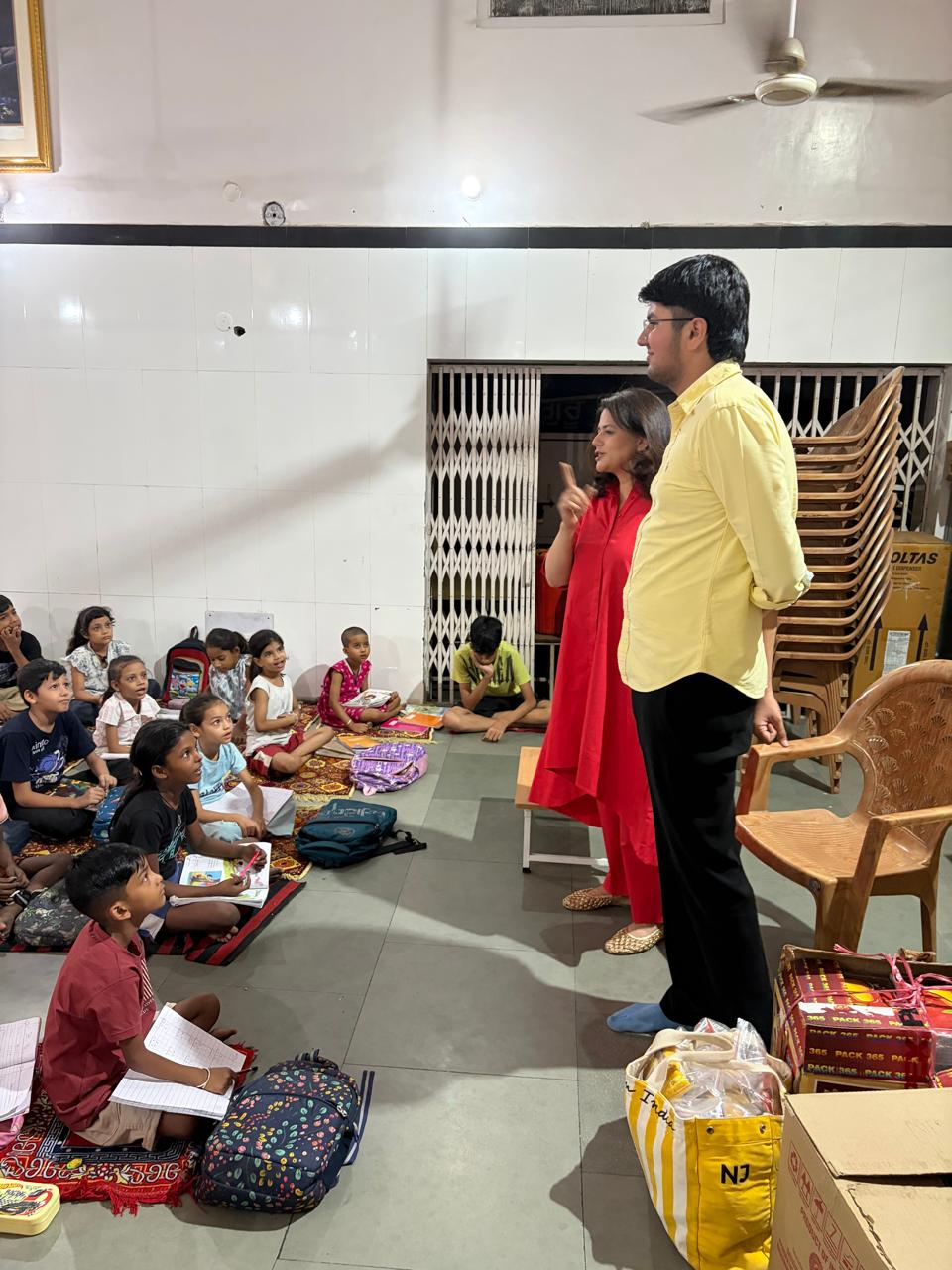 Ishan Jain volunteering with children